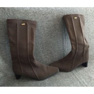 Gore-Tex Mid-Calf Boots Waterproof Women's 6.5 Chocolate Brown Square Block Heel